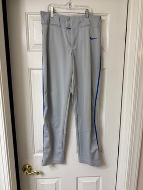 Nike YOUTH Gray Baseball Pants with Royal Blue Side Piping